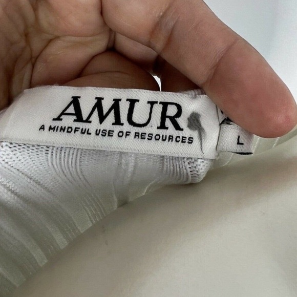 AMUR White Ribbed Cutout Long Sleeve Bodycon Midi Dress Size L - Picture 14 of 15